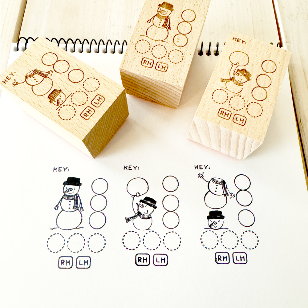 Wooden Snowman Triads Stamps