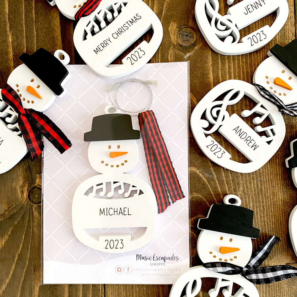 Personalized Musical Snowman Ornaments