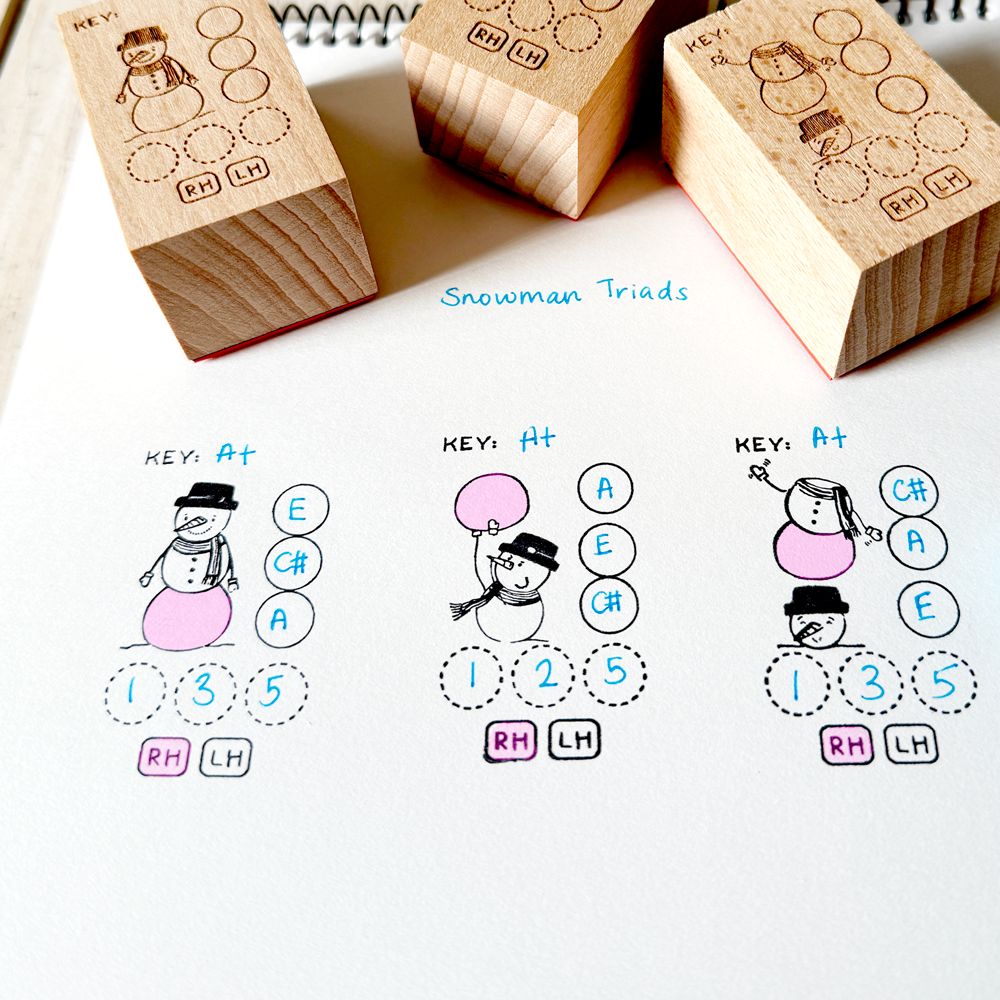 Wooden Snowman Triads Stamps