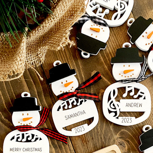Personalized Musical Snowman Ornaments