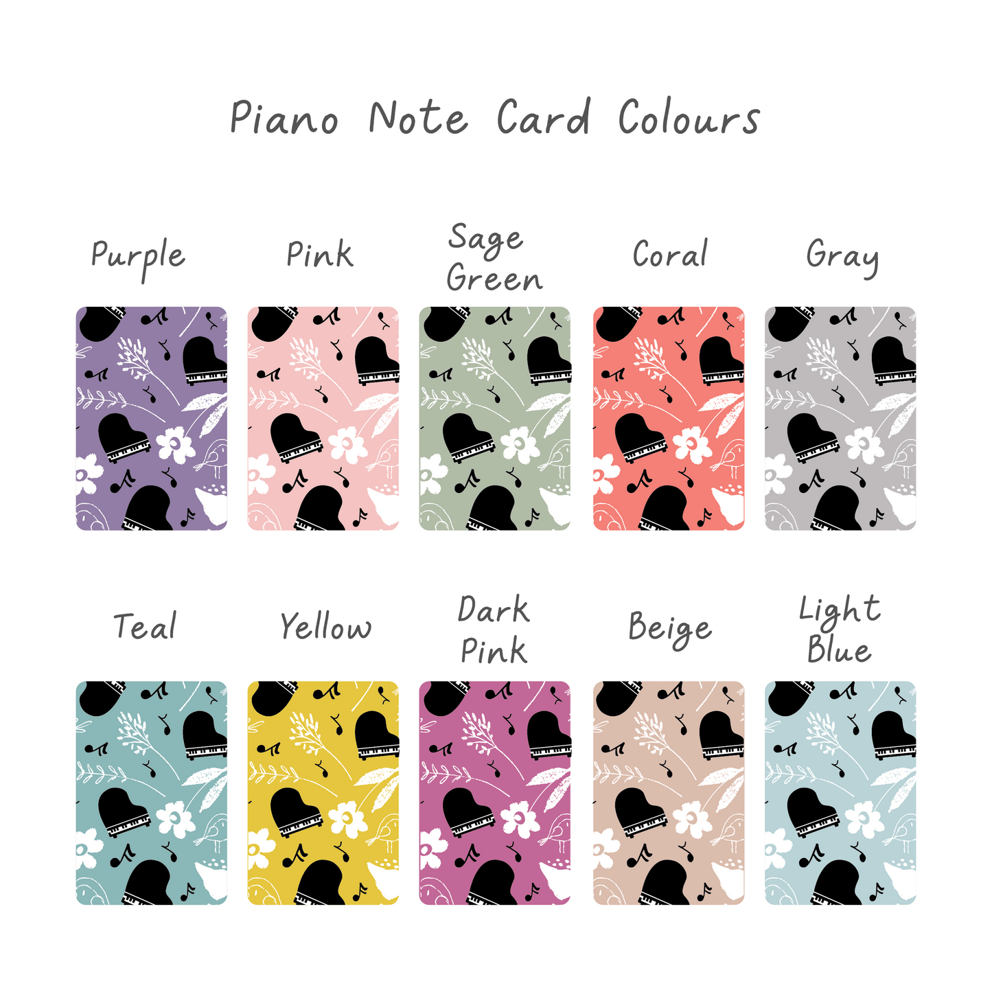 Printable Piano Note Cards