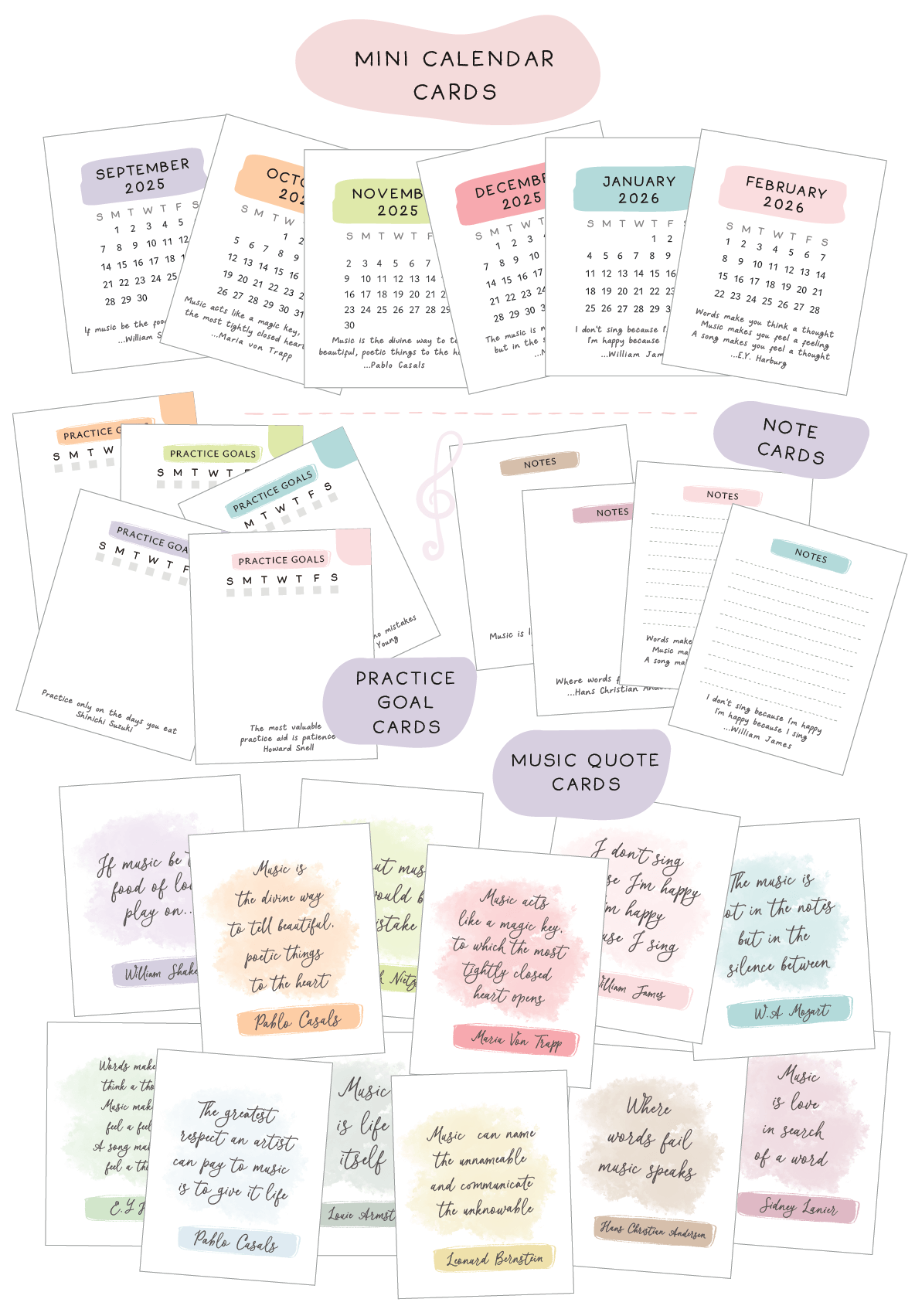 Mini Calendar and Stationery Set Printable
