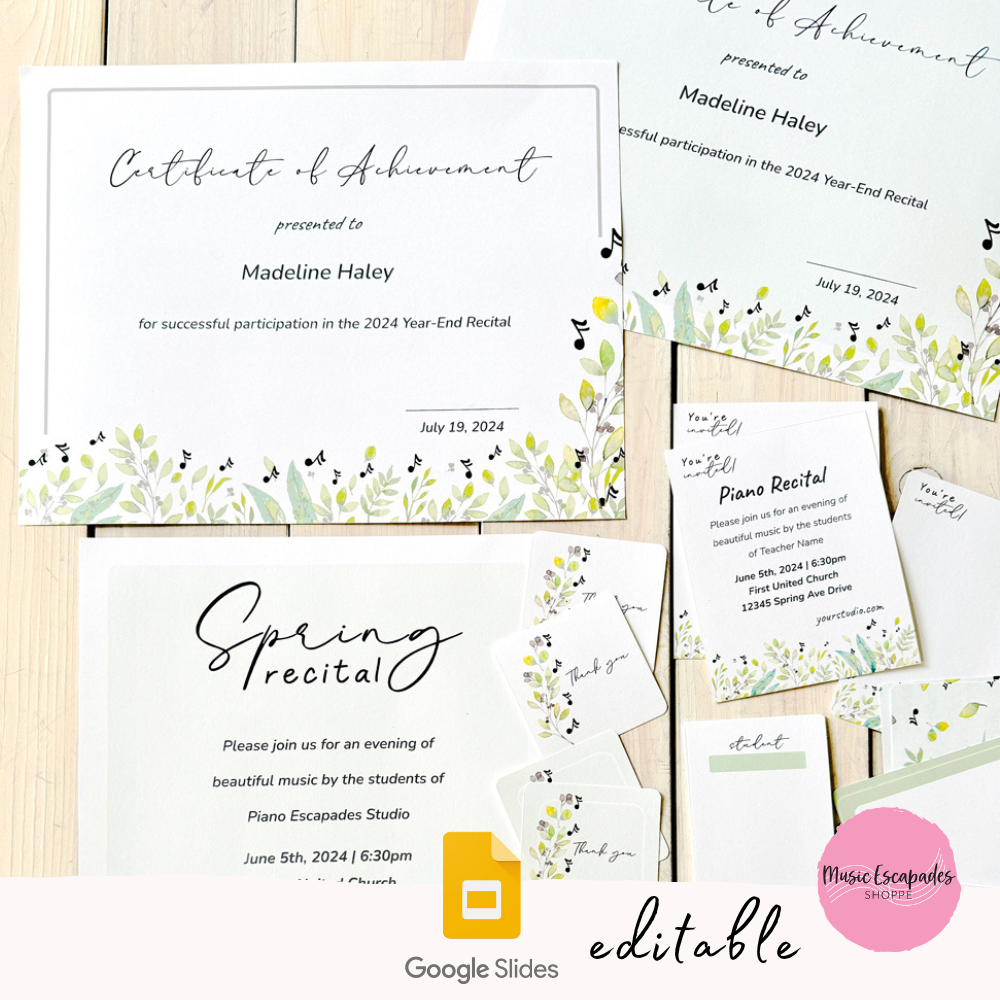 Spring Recital Program Template (Green Watercolour Foliage) Music
