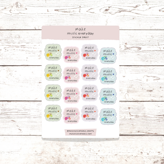 Make Music Everyday Sticker Sheet