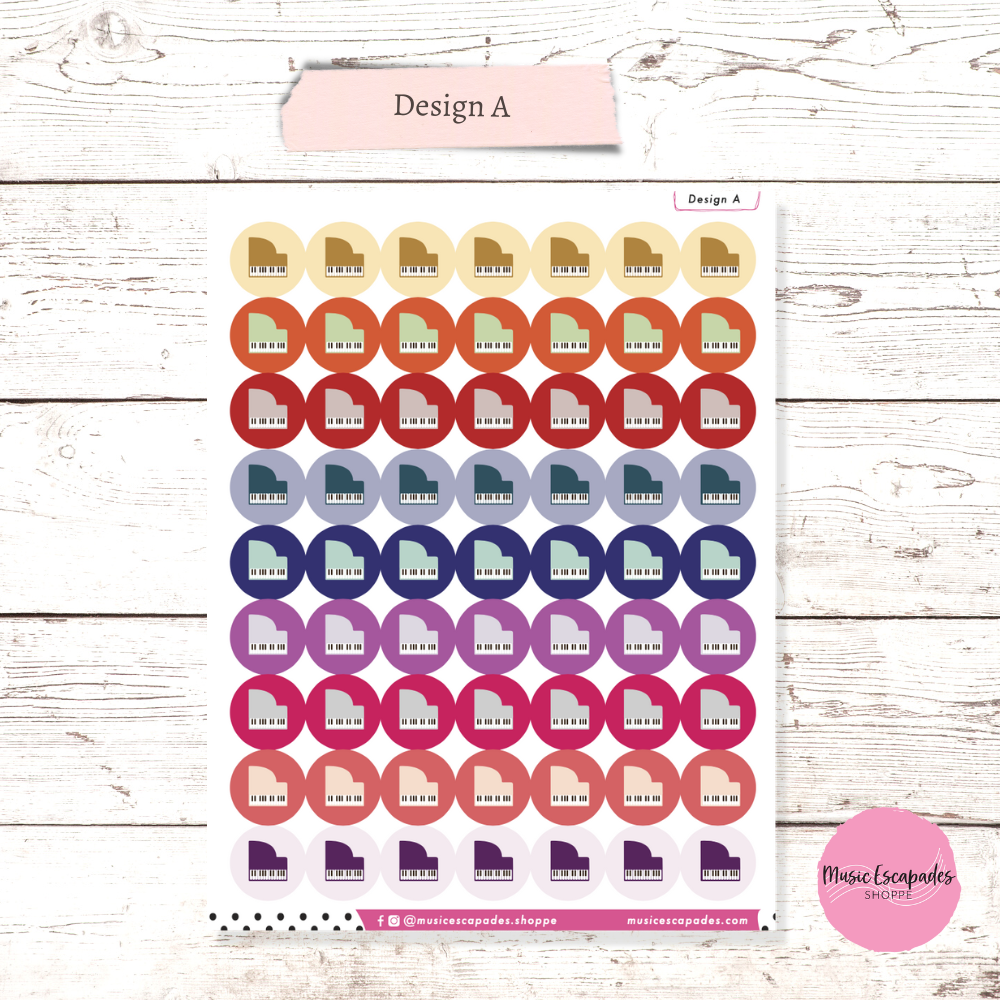 Piano Circle Stickers