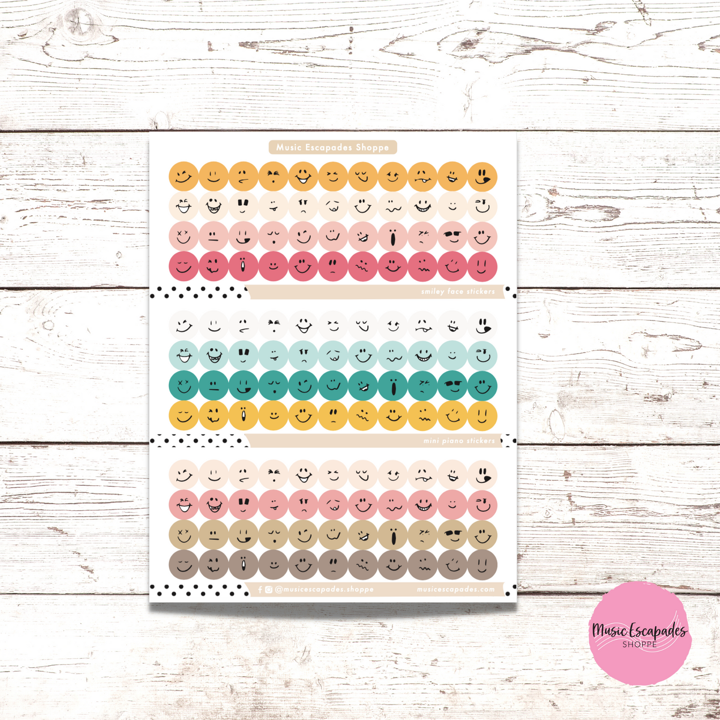 Smiley Face Circle Stickers