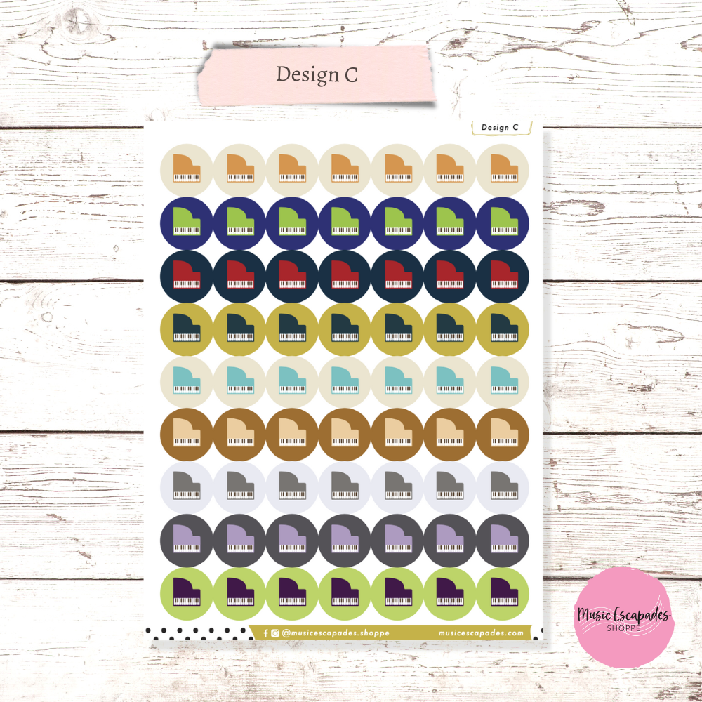 Piano Circle Stickers