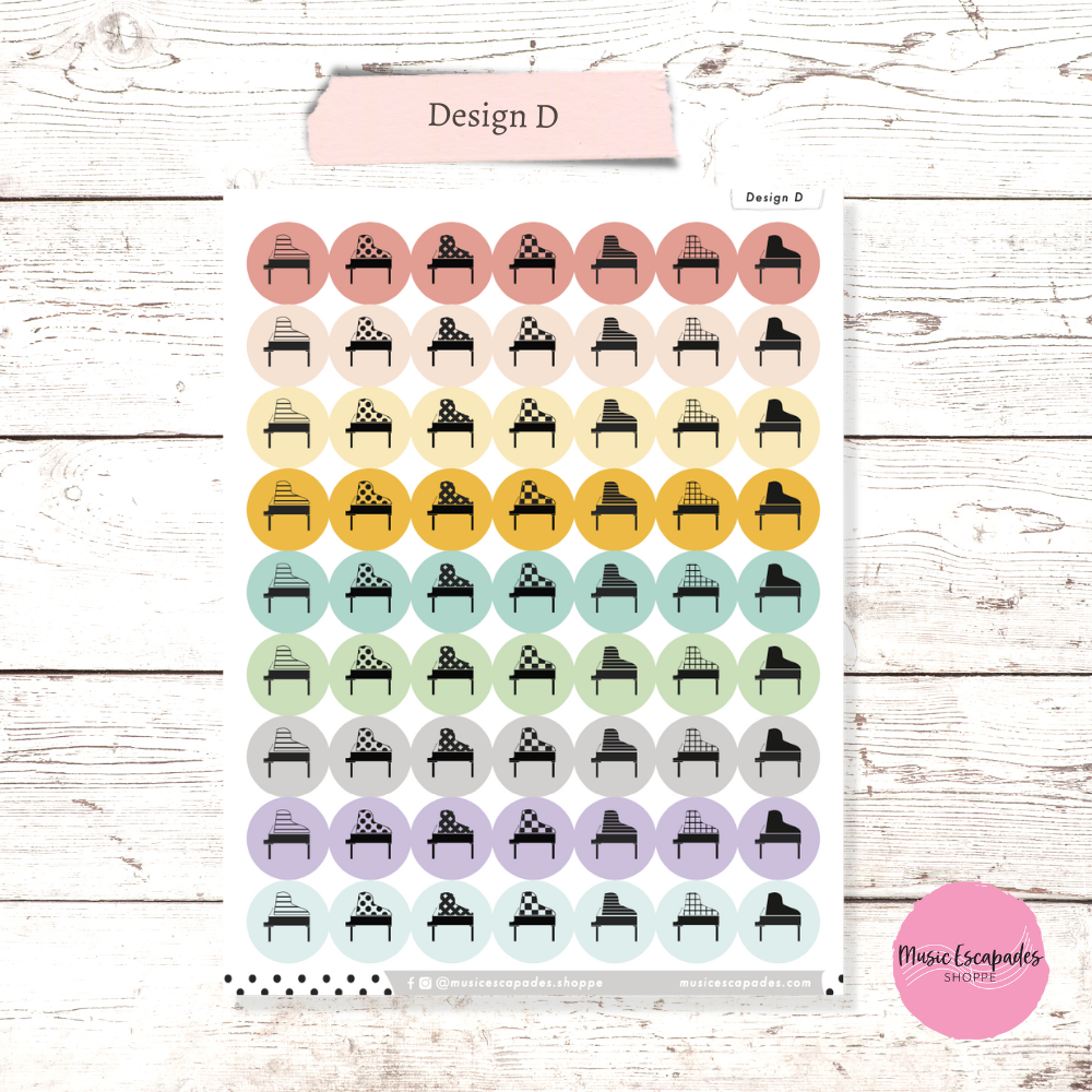 Piano Circle Stickers