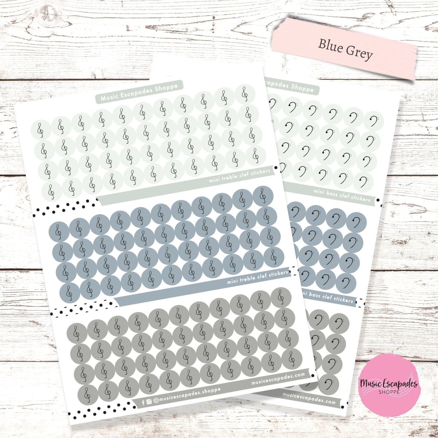 Treble and Bass Clef Circle Stickers