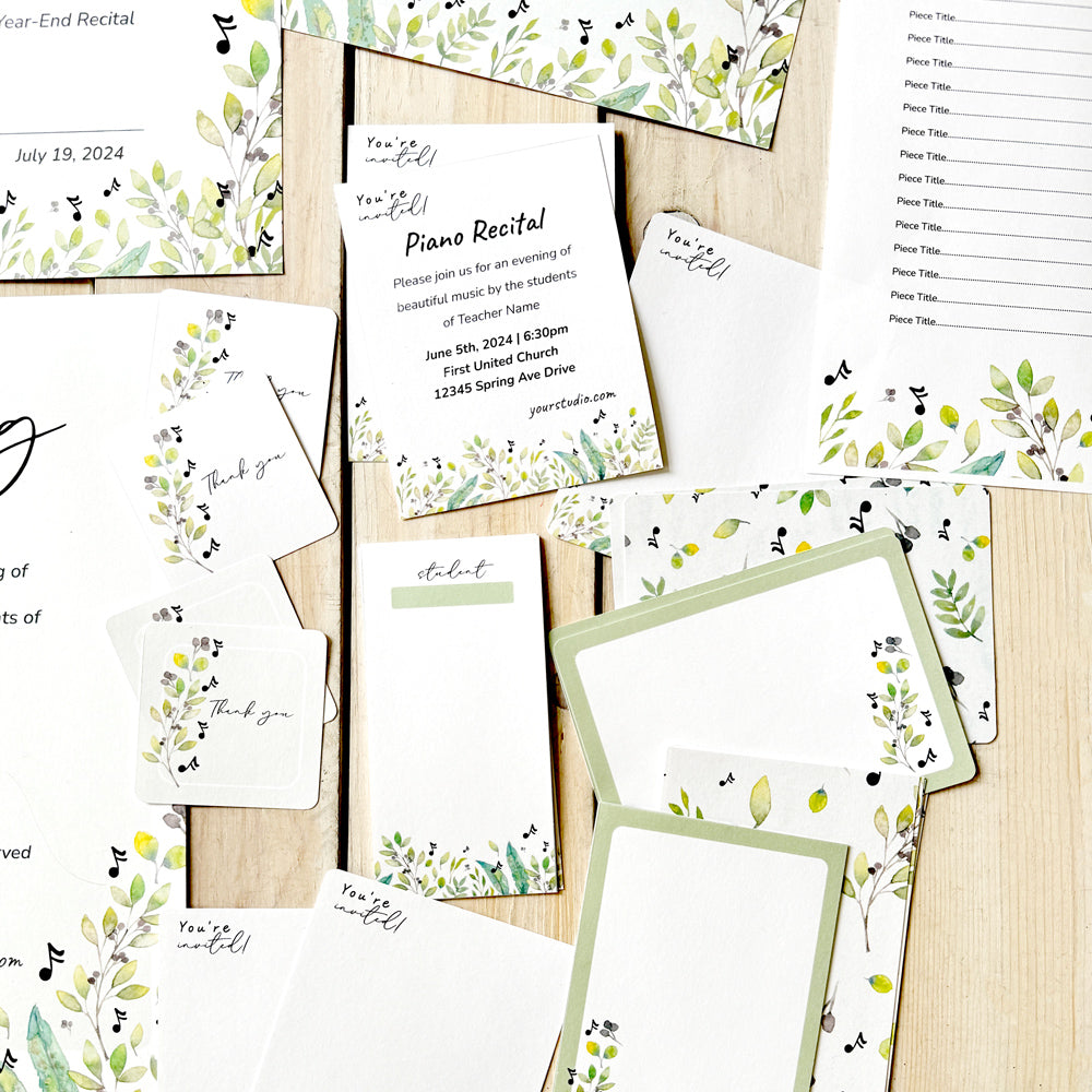 Spring Recital Program Template (Green Watercolour Foliage) – Music ...