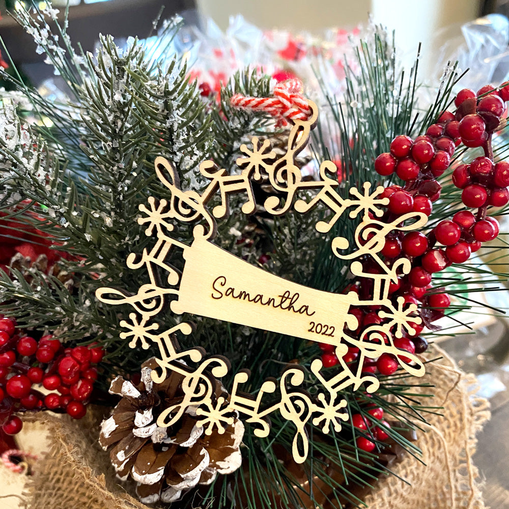 Personalized Musical Wreath Ornament