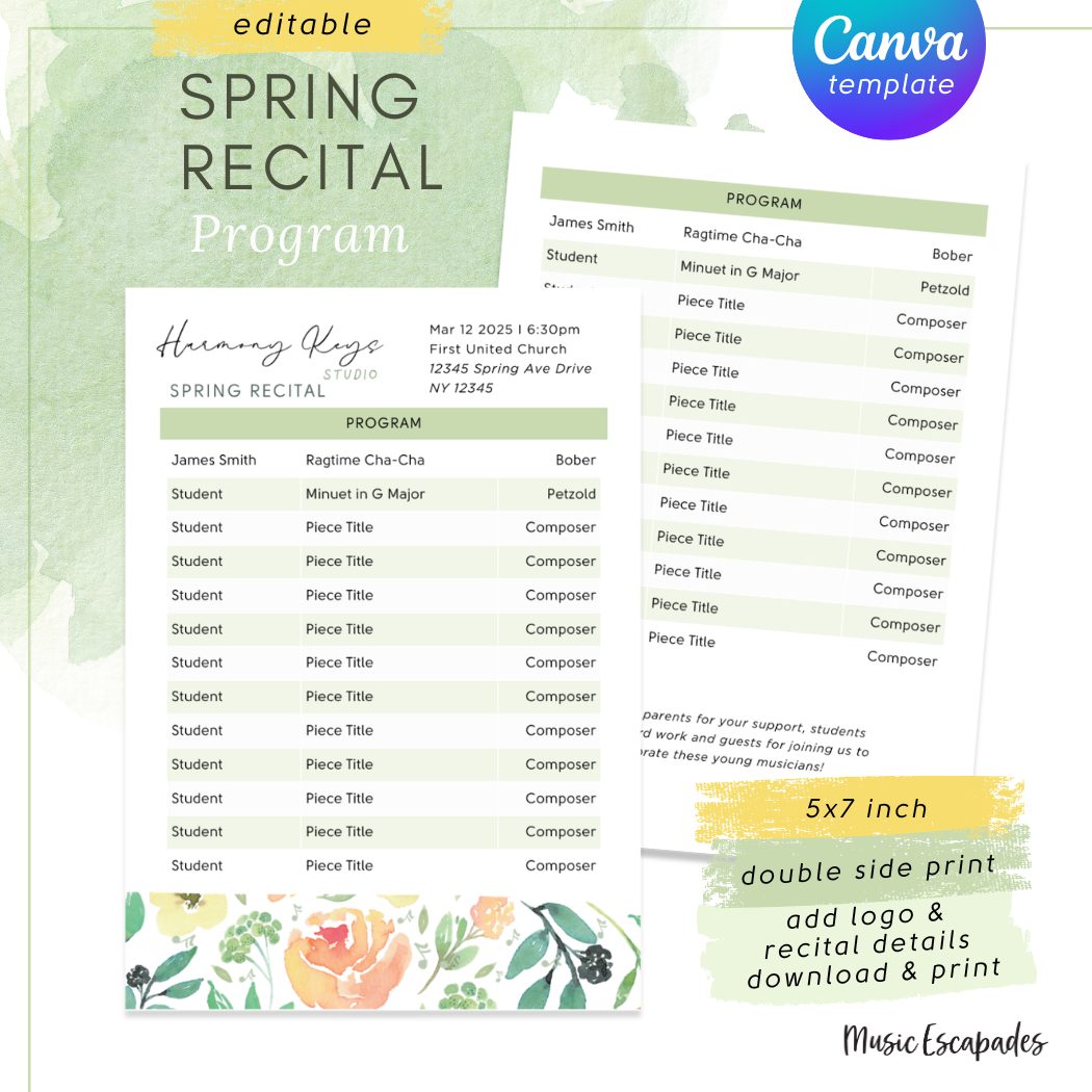 Spring Recital Program (Canva Template)