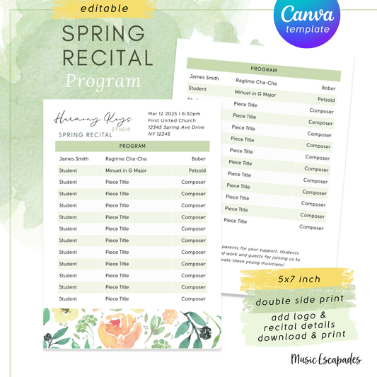 Spring Recital Program (Canva Template)