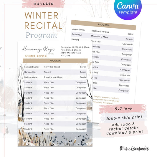 Winter Recital Program (Canva Template)