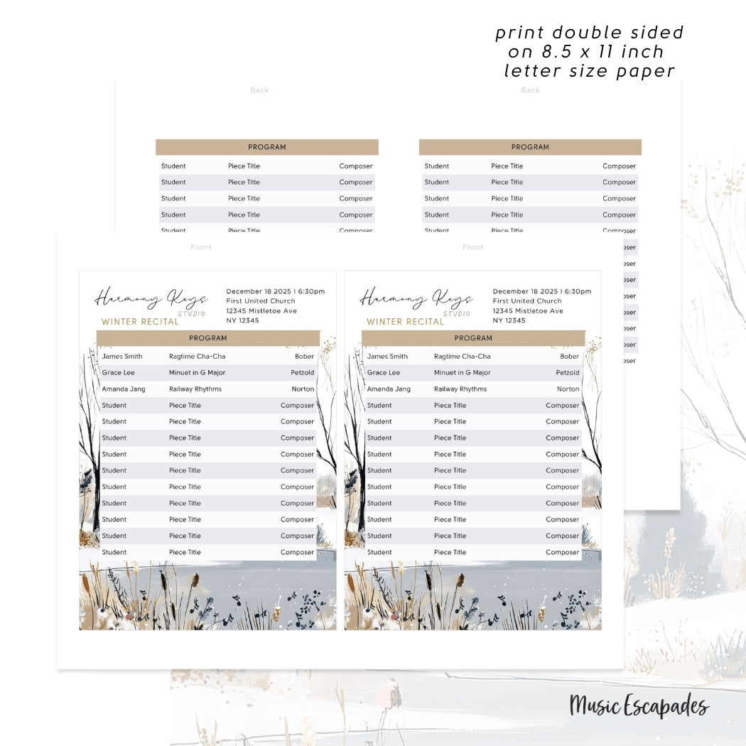 Winter Recital Program (Canva Template)