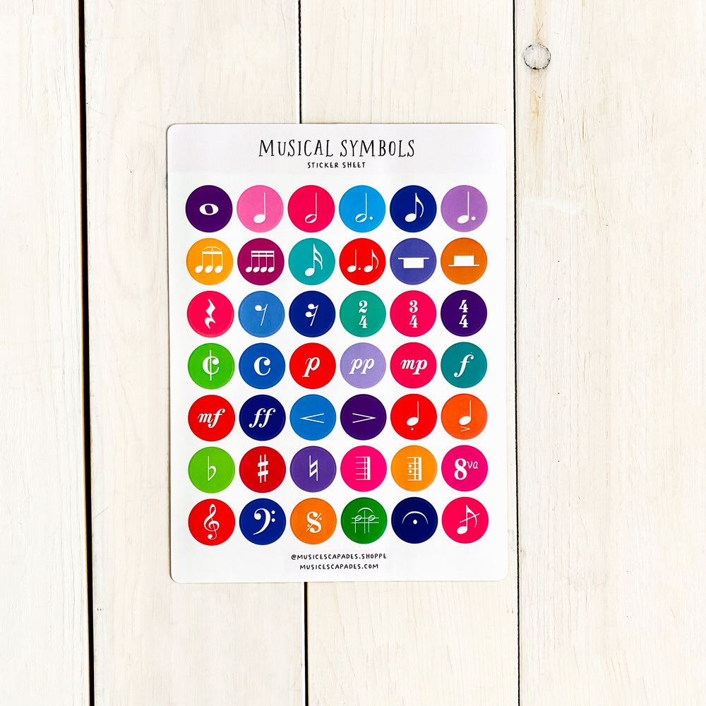 Musical Symbols Sticker Sheet – Music Escapades Shoppe
