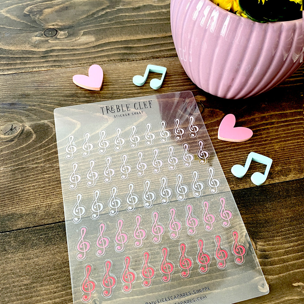 Treble Clef Clear Sticker Sheet