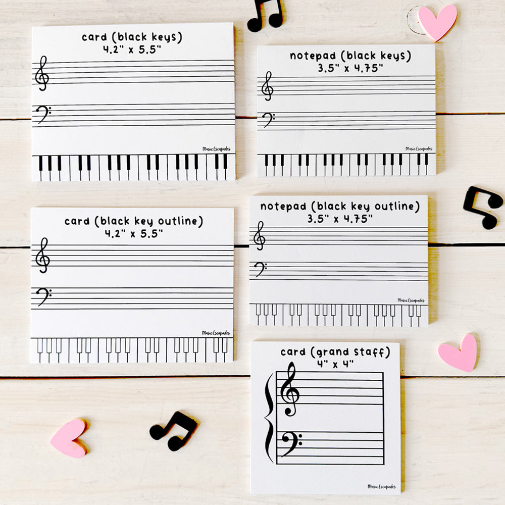Grand Staff Cards and Notepads