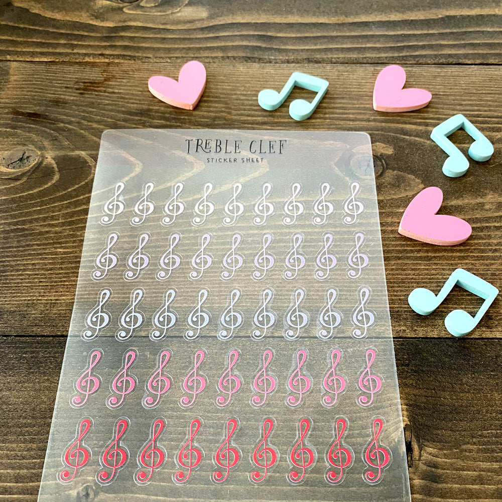 Treble Clef Clear Sticker Sheet