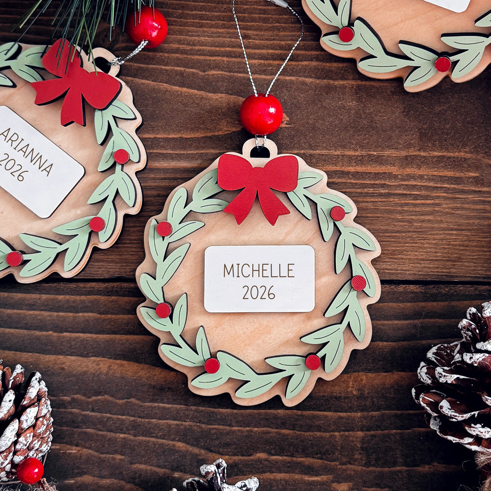 Personalized Layered Wreath Ornament