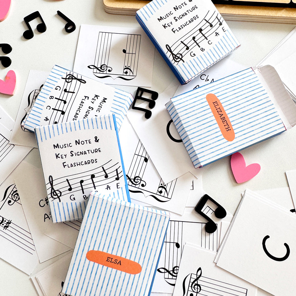 Grand Staff Notes & Key Signature Flashcards Printable