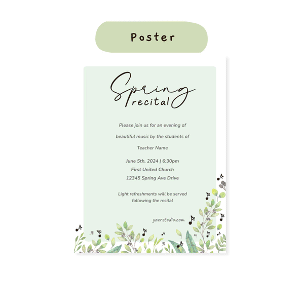 Spring Recital Program Template (Green Watercolour Foliage) – Music ...