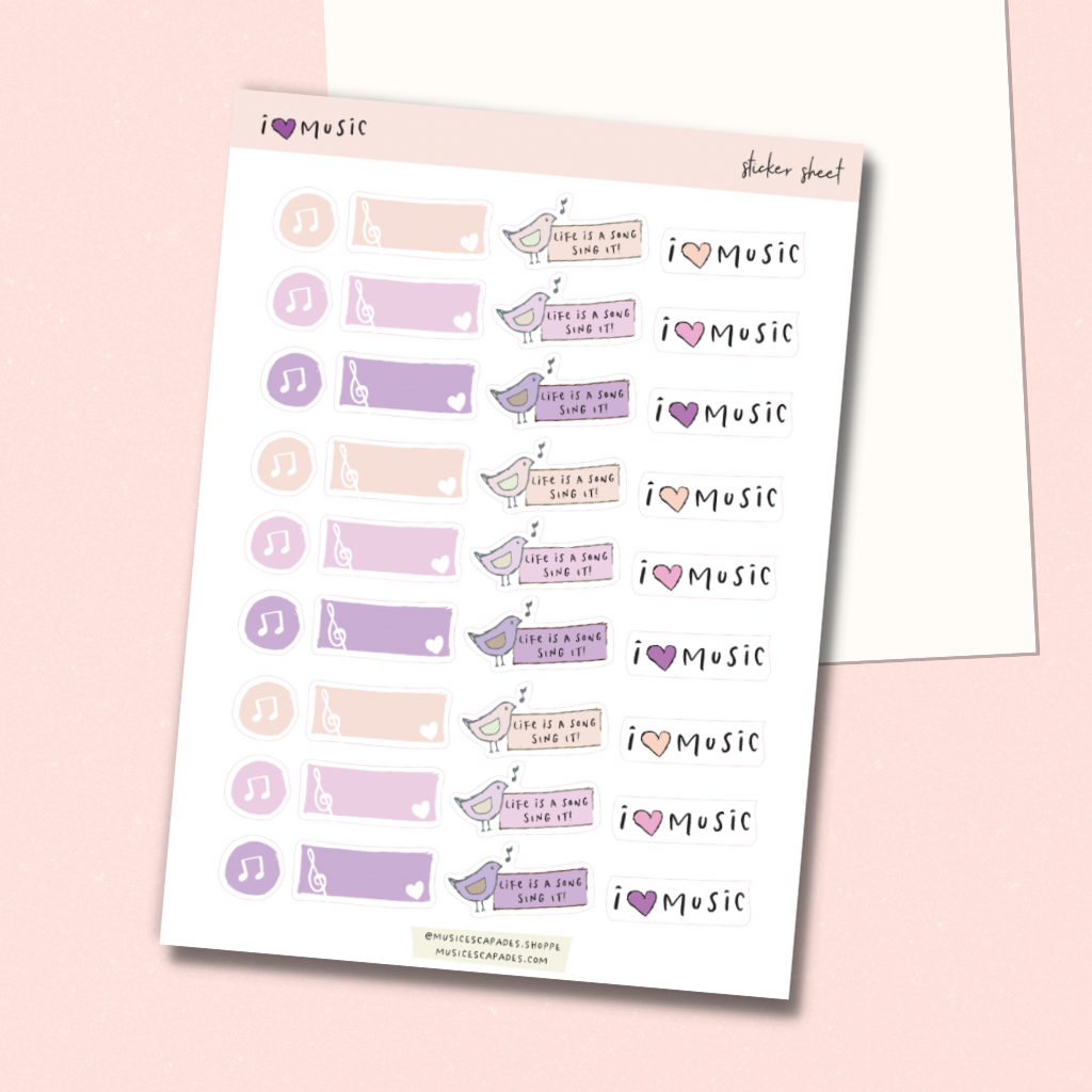 i LOVE Music Sticker Sheet – Music Escapades Shoppe