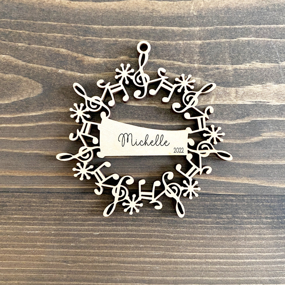 Personalized Musical Wreath Ornament