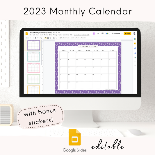 2023 Editable Monthly Calendar