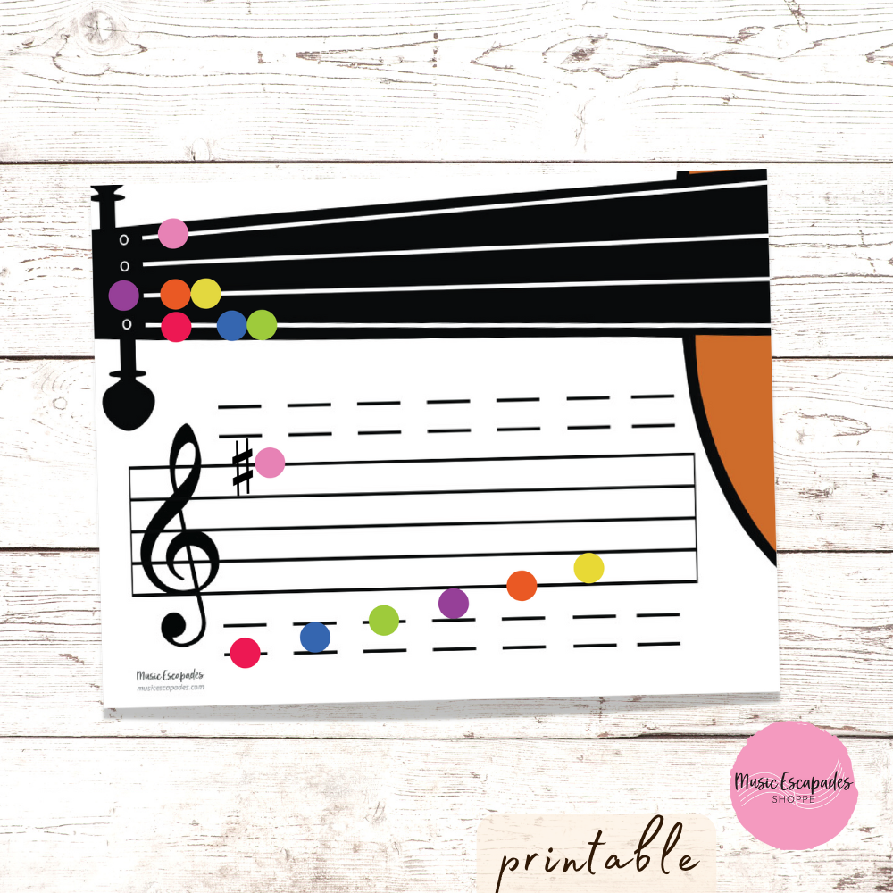 Printable Violin/Viola/Cello Fingerboard and Staff